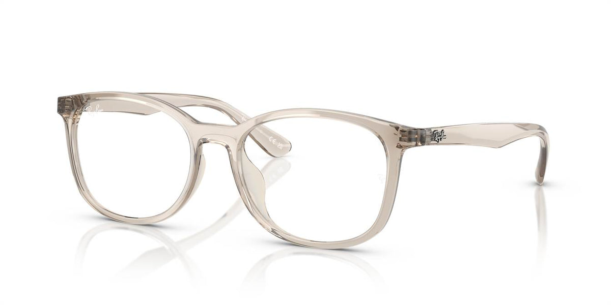 Ray-Ban RX7093 8271 transparent light brown eyeglasses 54mm angled view