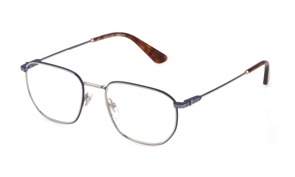 Police Octane 4 VPLF79 0E70 palladium silver eyeglasses front view