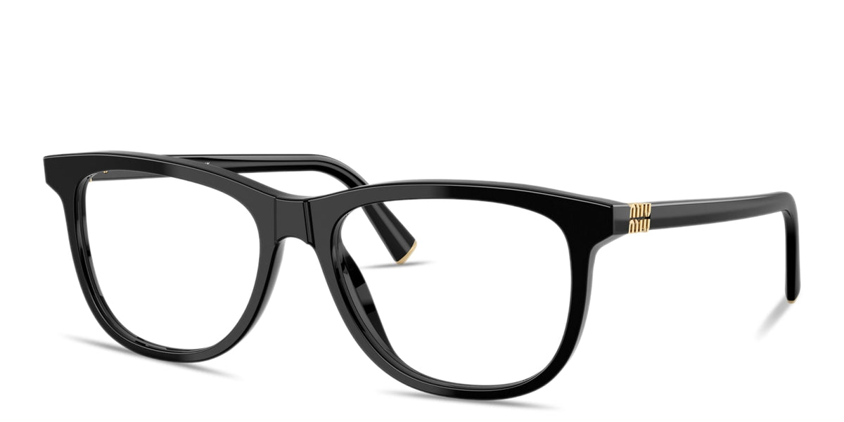 Miu Miu MU01WV 16K1O1 black eyeglasses 52mm angled view