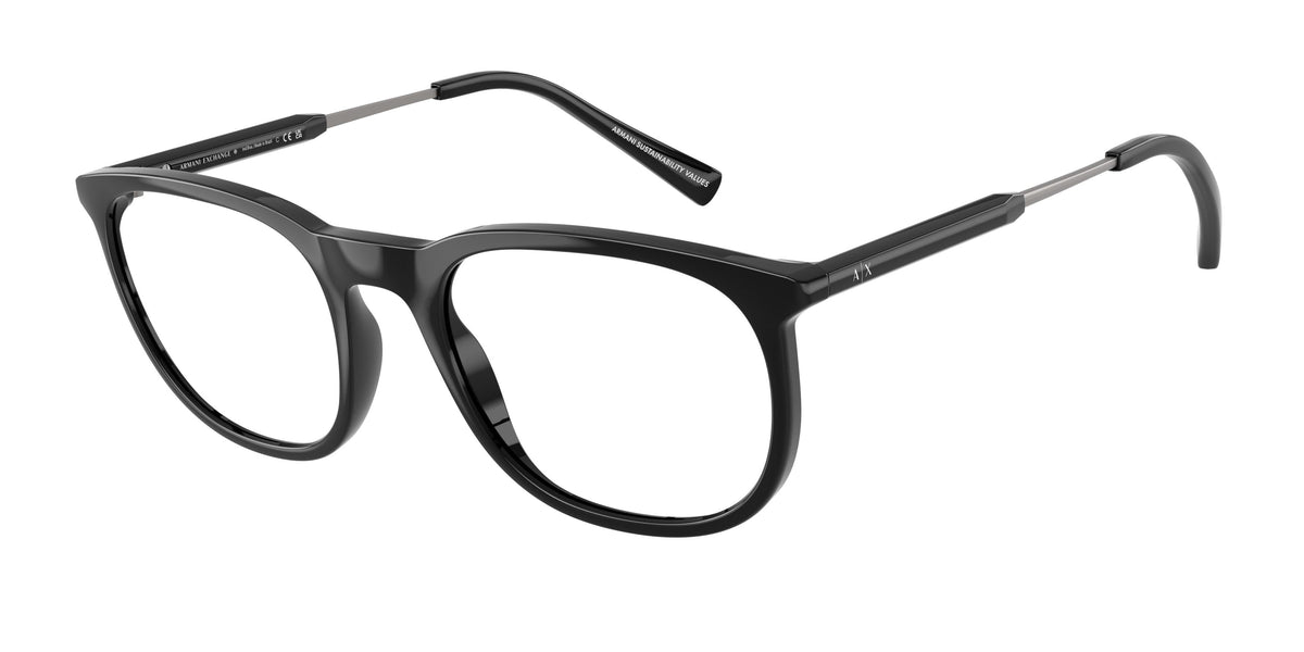 Armani Exchange AX3127 8158 shiny black eyeglasses 52mm front view