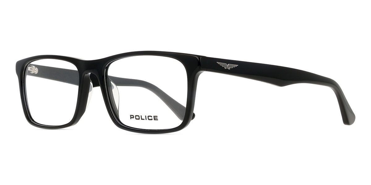 Police Origins Lite 21 VPLN16 0700 shiny black eyeglasses 56mm angled view