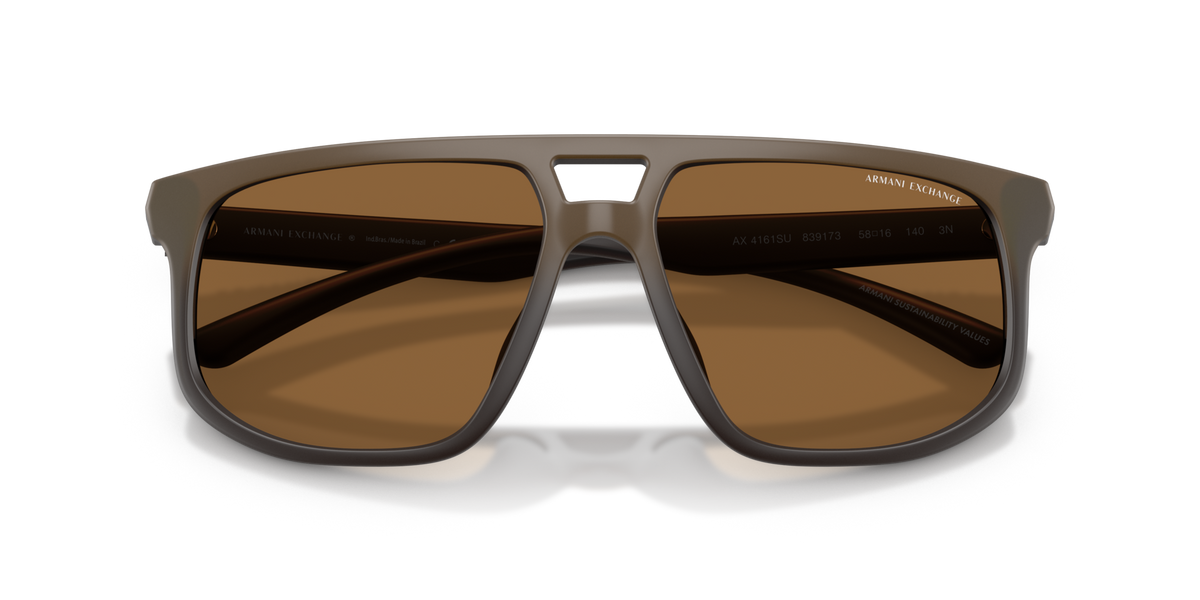 Armani Exchange AX4161SU 839173 matte brown gradient sunglasses 58mm folded view