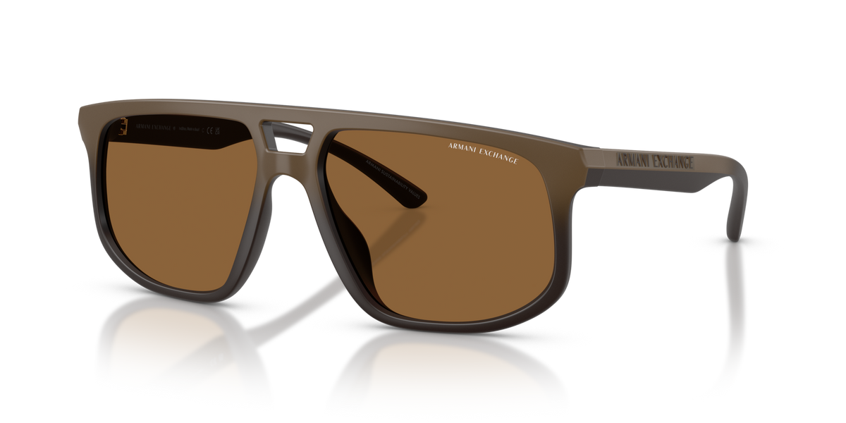 Armani Exchange AX4161SU 839173 matte brown gradient sunglasses 58mm angled view