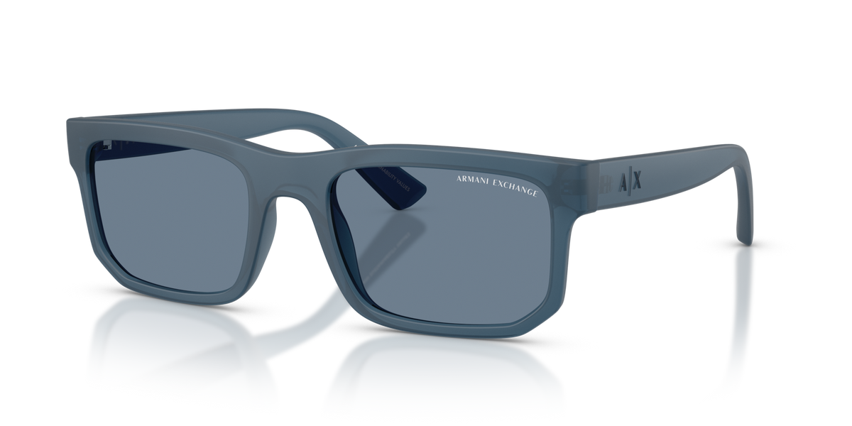 Armani Exchange AX4165S 83922V frosted blue sunglasses 56mm angled view