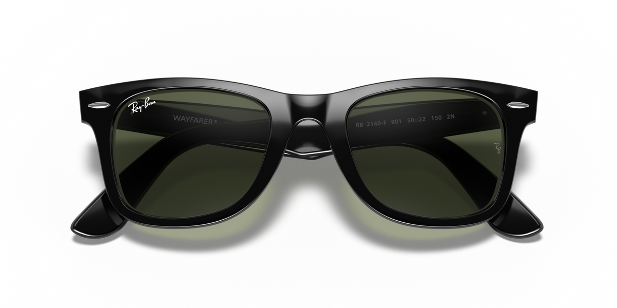 Ray-Ban RB2140F 901 black sunglasses 54mm folded view