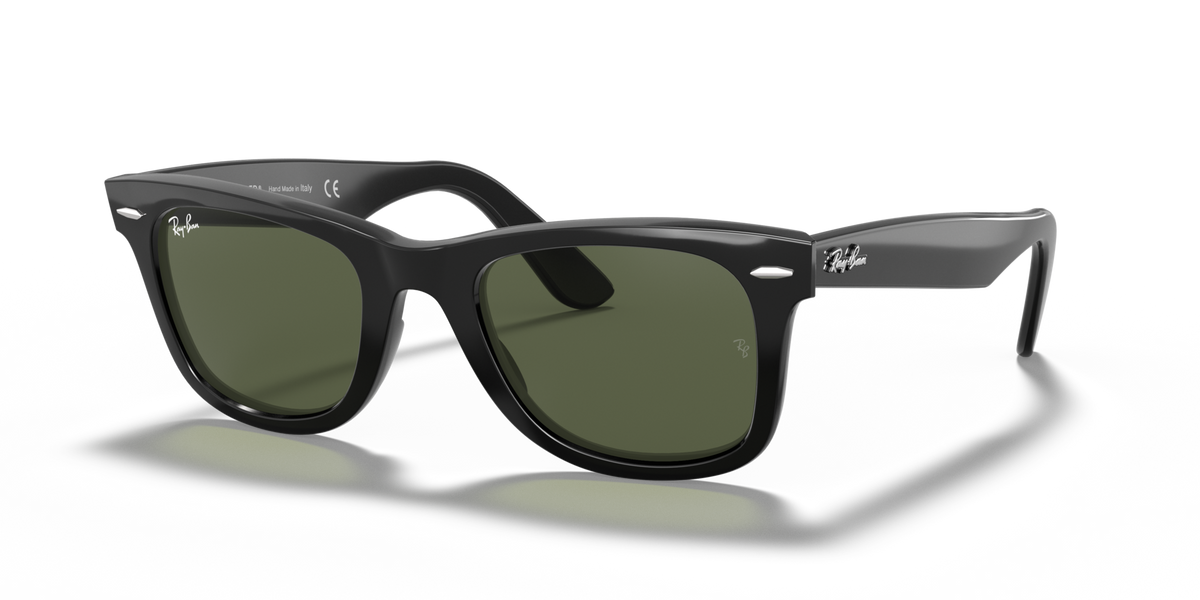Ray-Ban RB2140F 901 black sunglasses 54mm angled view