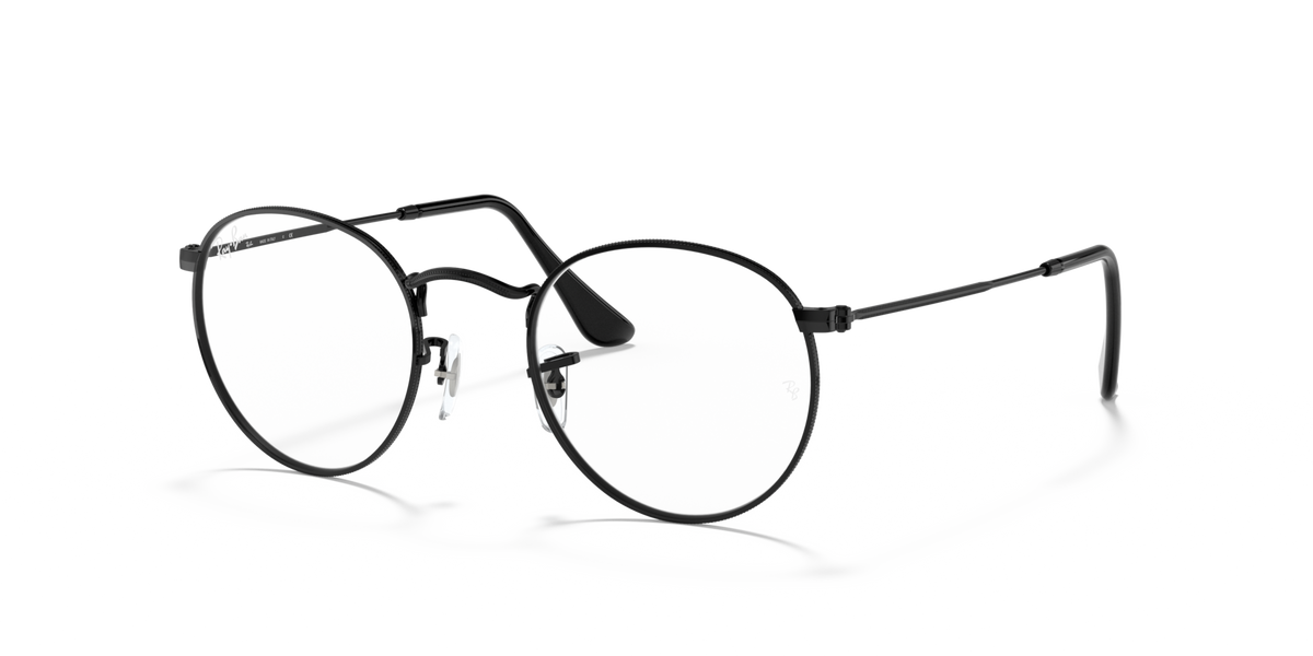 Ray-Ban Round Metal RX3447 2503 black eyeglasses 50mm angled view