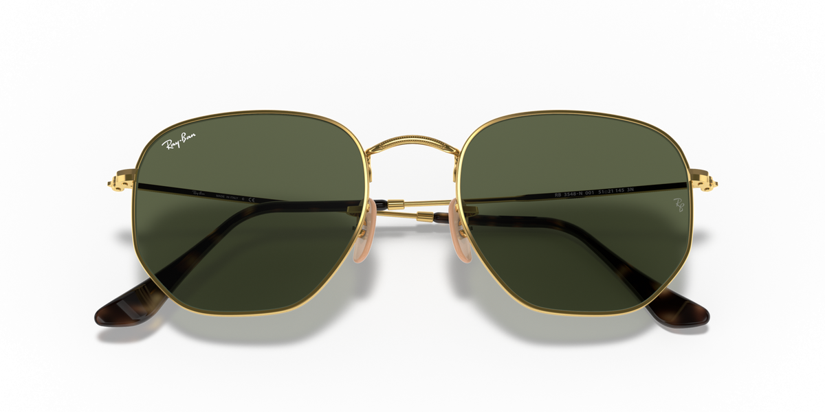 Ray-Ban RB3548N 001 arista gold sunglasses 54mm folded view