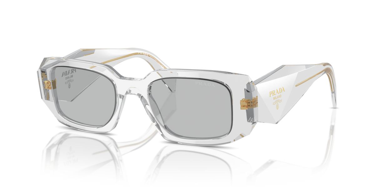 Prada PR17WS 12R30B transparent grey sunglasses 49mm angled view