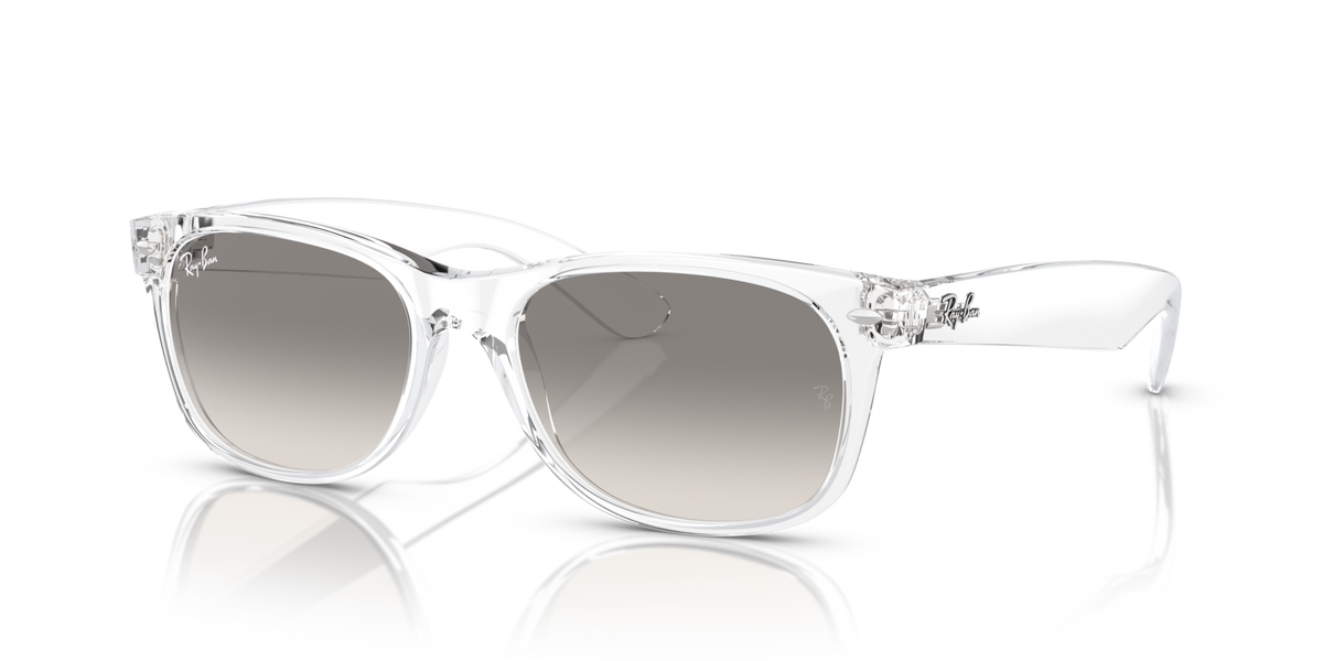 Ray-Ban RB2132 677432 transparent sunglasses 55mm angled view