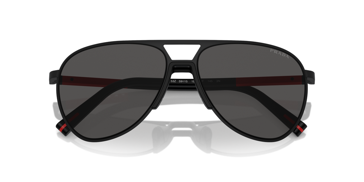 Prada Linea Rossa PS53ZS 1BO06F matte black sunglasses 59mm folded view