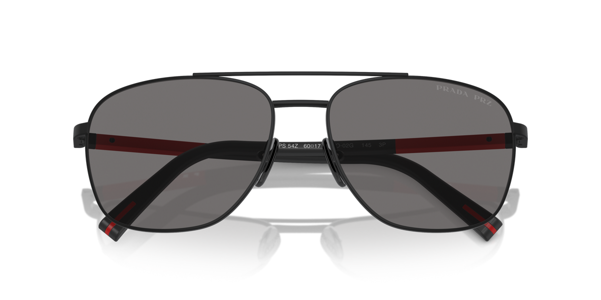 Prada Linea Rossa PS54ZS 1BO02G matte black sunglasses 60mm folded view