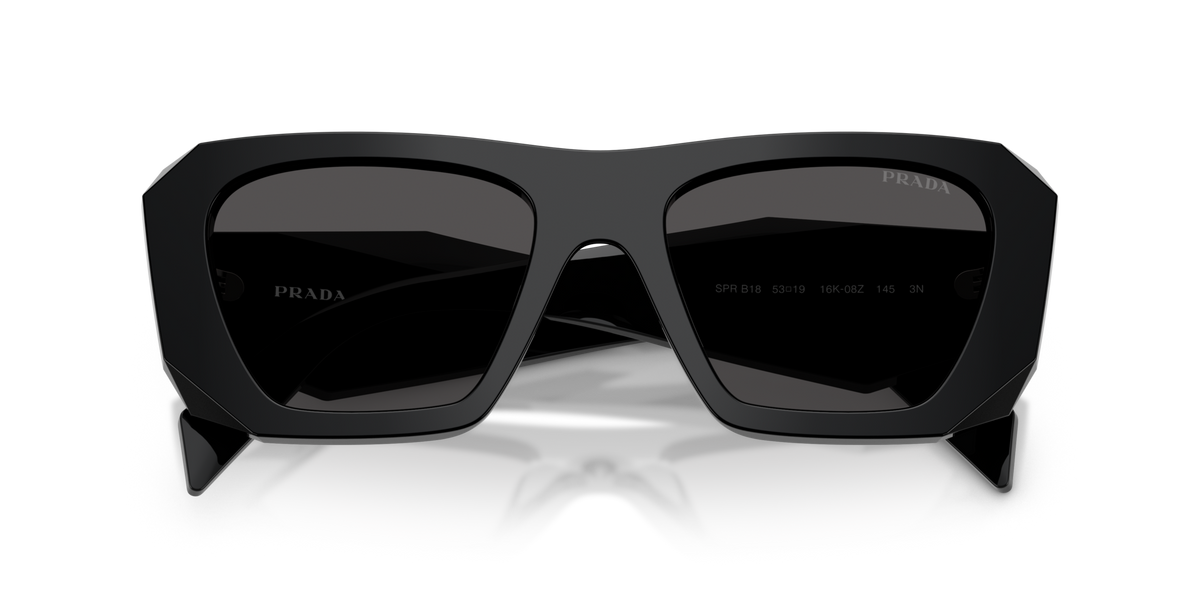 Prada PRB18S 16K08Z black sunglasses 53mm folded view