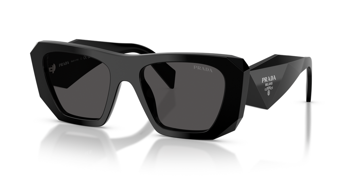 Prada PRB18S 16K08Z black sunglasses 53mm angled view