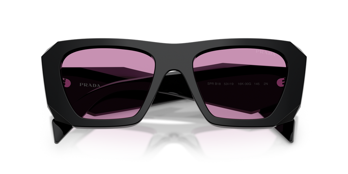 Prada PRB18S 16K30G black sunglasses 53mm folded view