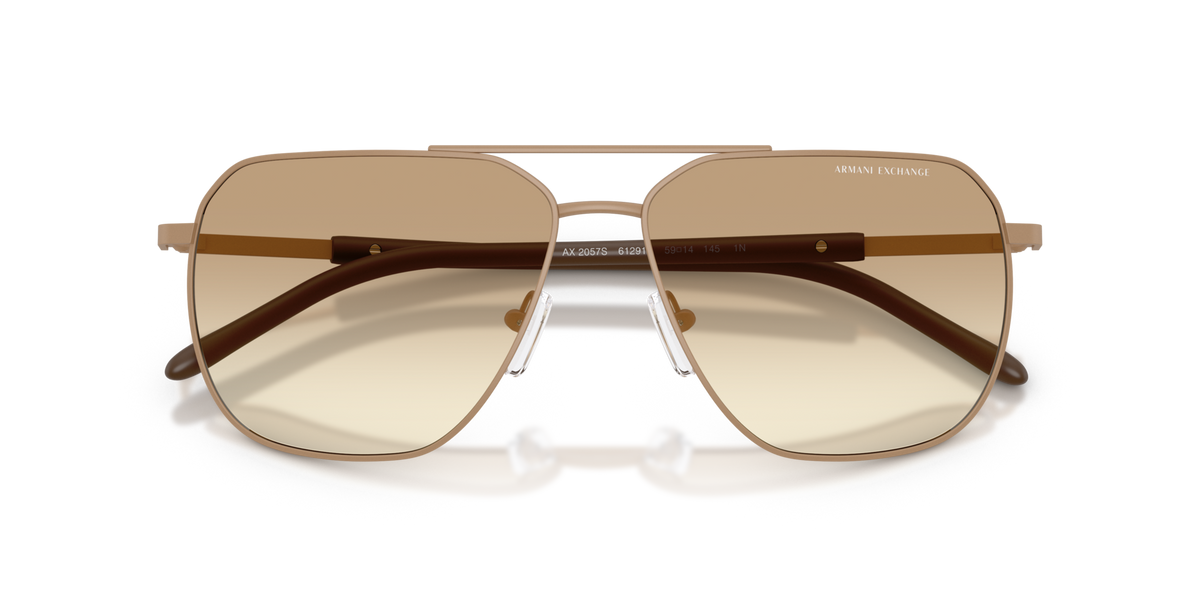 Armani Exchange AX2057S 612913 matte beige sunglasses 59mm folded view