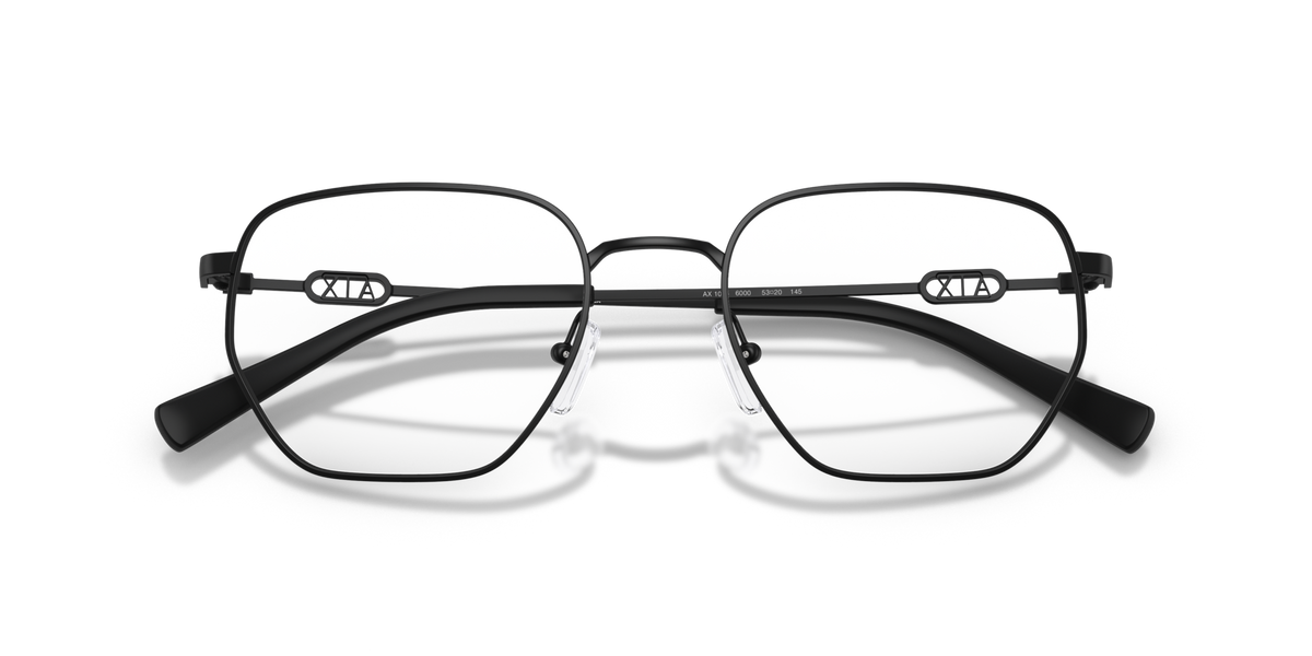 Armani Exchange AX1074 6000 matte black eyeglasses 53mm folded view