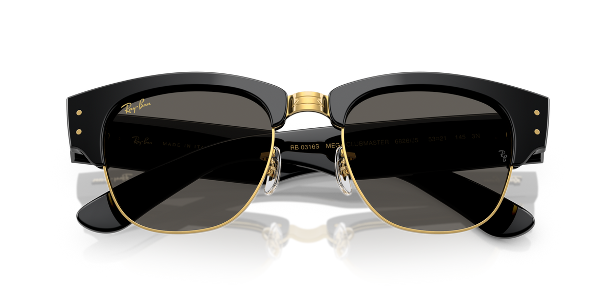 Ray-Ban RB0316S 6826J5 black on gold sunglasses 50mm folded view