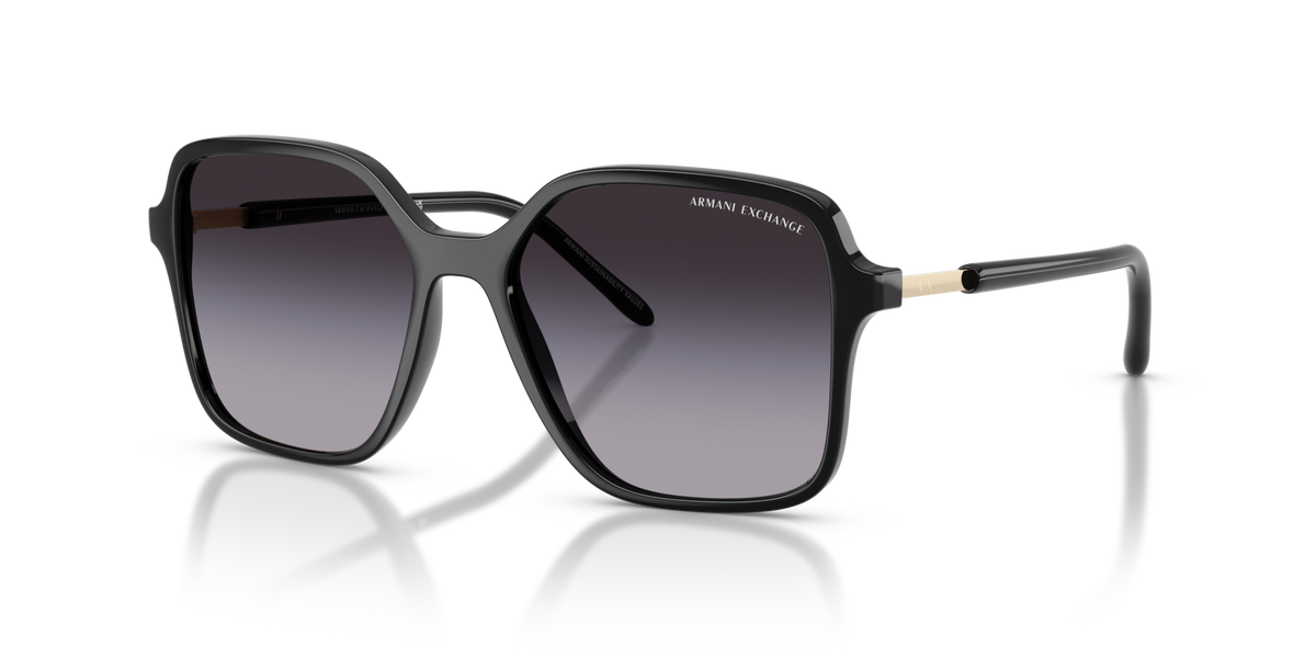 Armani Exchange AX4163S 81788G shiny black sunglasses 53mm angled view