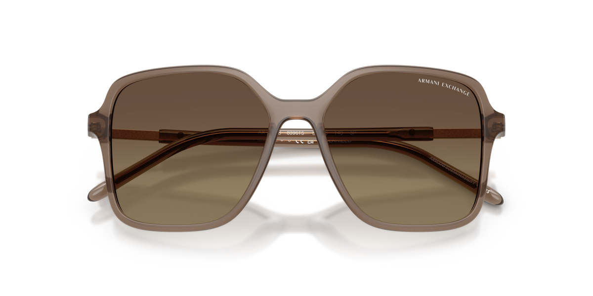 Armani Exchange AX4163S 8396T5 shiny opal brown sunglasses 53mm folded view