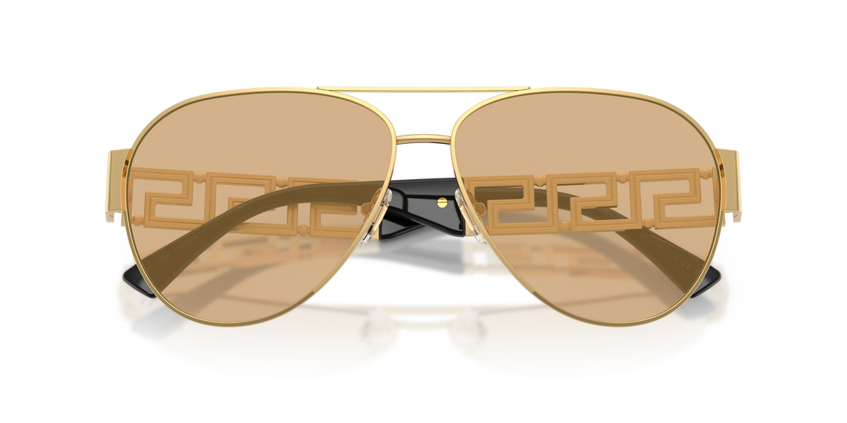 Versace VE2289 1002D8 gold sunglasses 61mm folded view