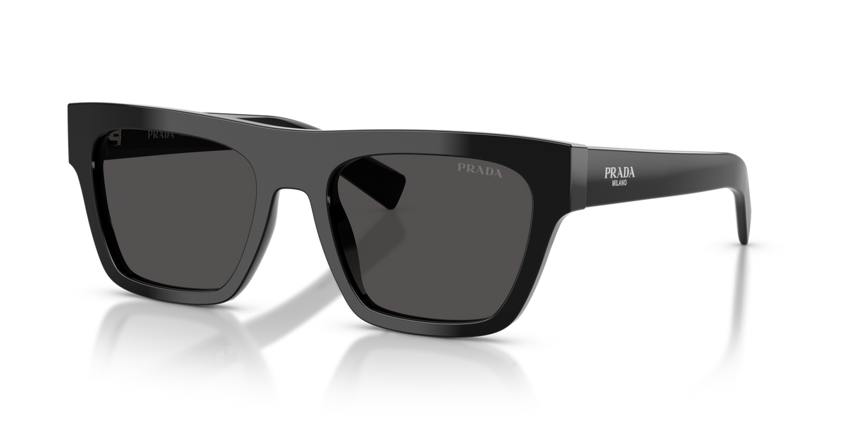 Prada PRC03S 16K08Z black sunglasses 54mm angled view