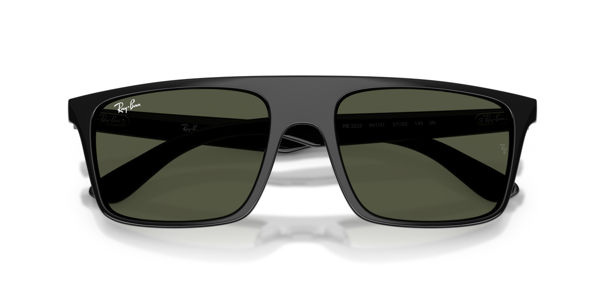 Ray-Ban RB2222 901/31 black sunglasses 55mm folded view
