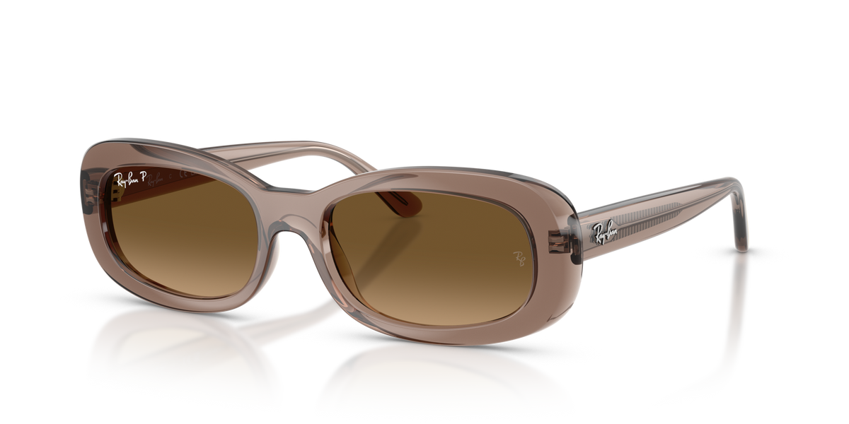 Ray-Ban RB2221 6827M2 transparent beige sunglasses 53mm angled view