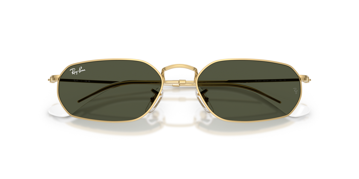 Ray-Ban RB3947 001/31 arista gold sunglasses 54mm folded view