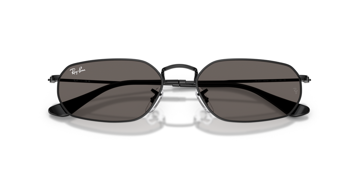 Ray-Ban RB3947 002/B1 black sunglasses 54mm folded view