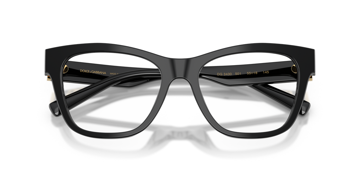 Dolce & Gabbana DG3430 501 black eyeglasses 53mm folded view
