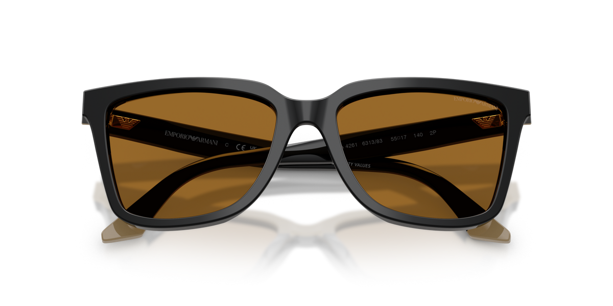Emporio Armani EA4261 631383 black/beige sunglasses 55mm folded view