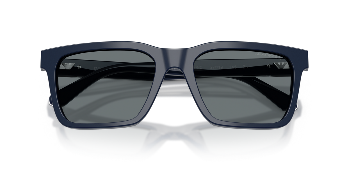 Emporio Armani EA4262U 603980 shiny blue sunglasses 57mm folded view