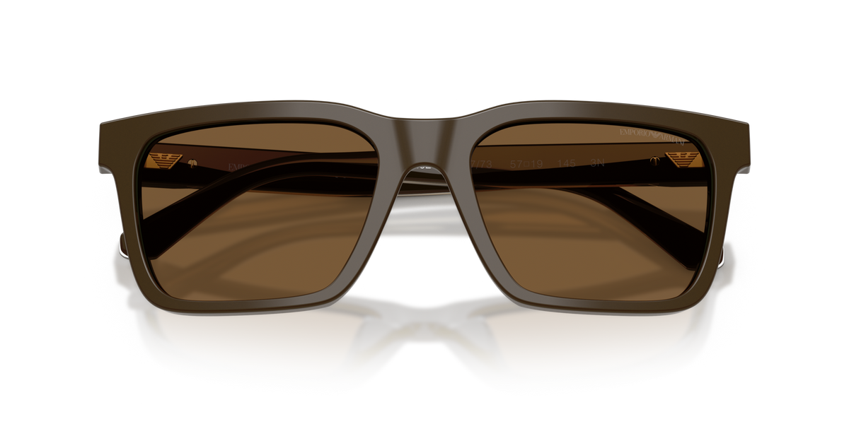 Emporio Armani EA4262U 630773 shiny brown sunglasses 57mm folded view