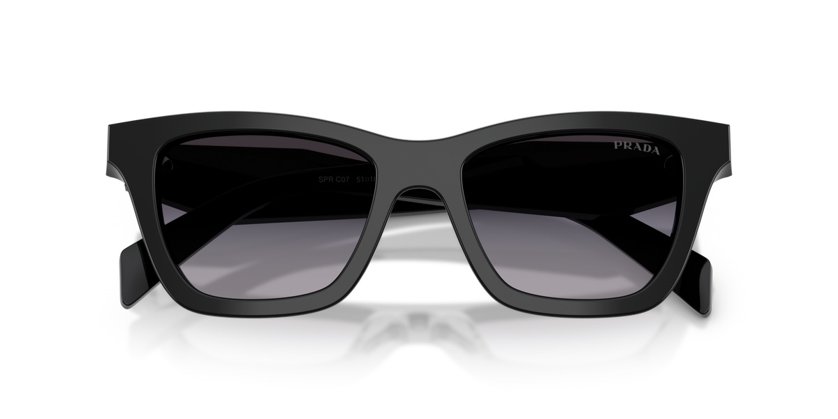 Prada PRC07S 16K90A black sunglasses 51mm folded view