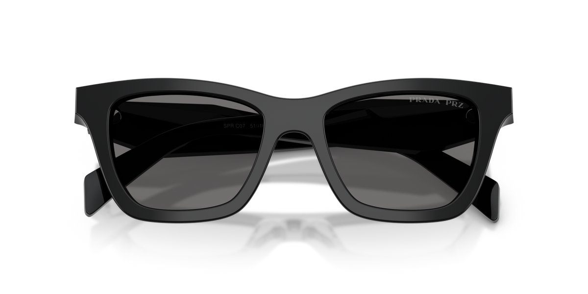 Prada PRC07S 16K90T black sunglasses 51mm folded view