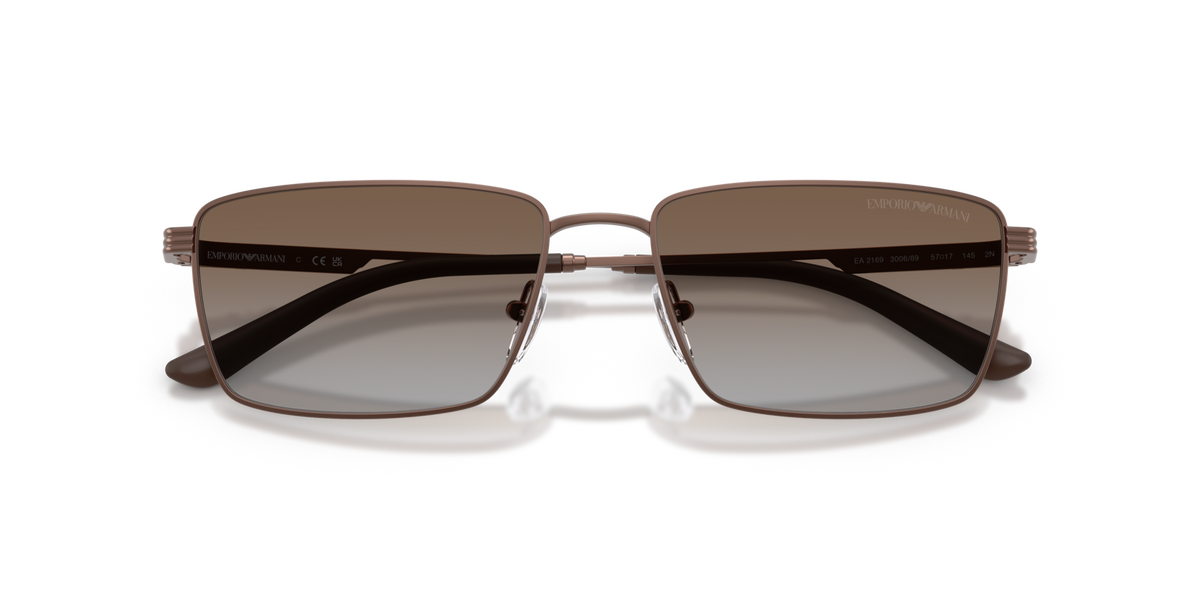 Emporio Armani EA2169 300689 matte bronze sunglasses 57mm folded view