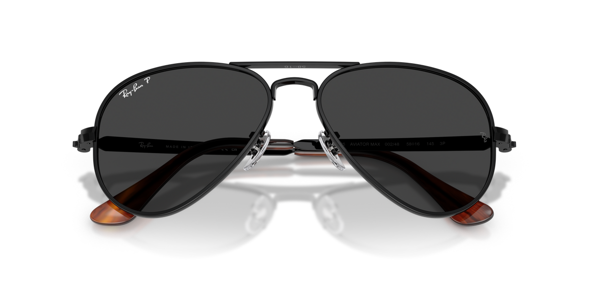 Ray-Ban RB3925 002/48 black sunglasses 58mm folded view