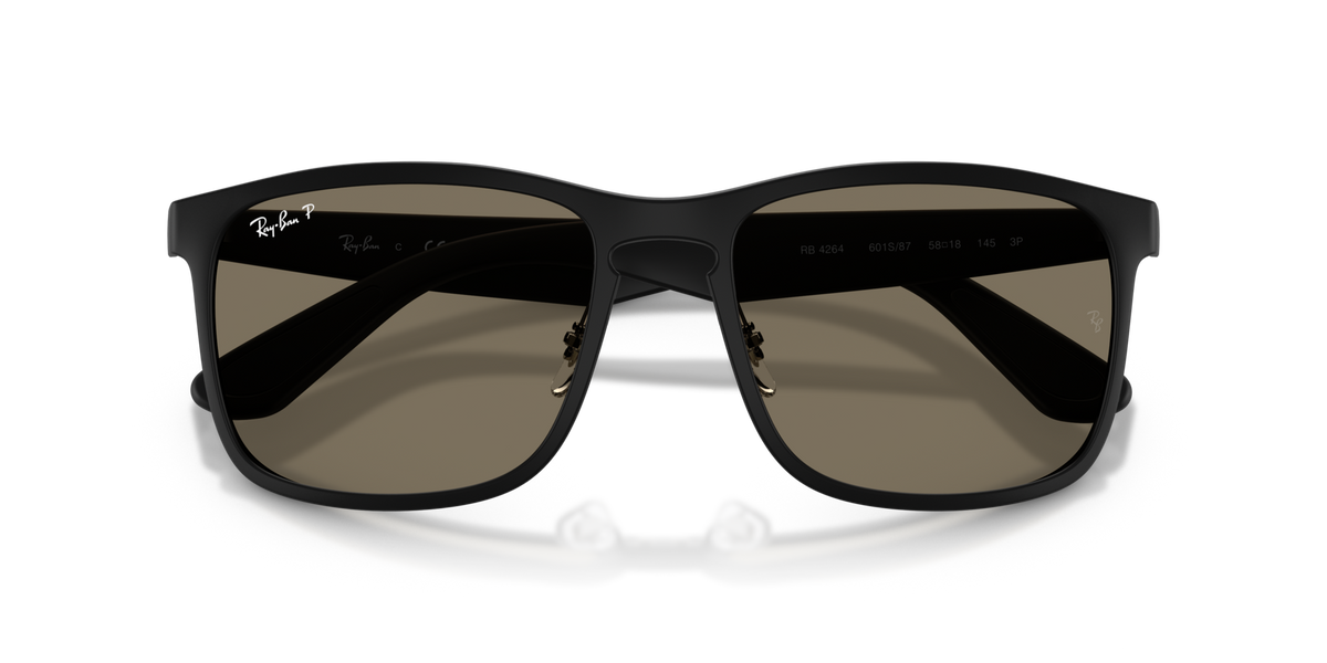 Ray-Ban RB4264 601S87 matte black sunglasses 58mm folded view
