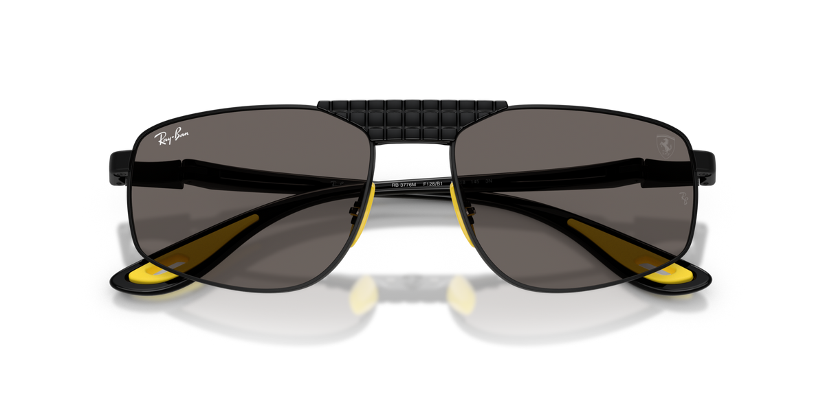 Ray-Ban RB3776M F128B1 matte black sunglasses 58mm folded view