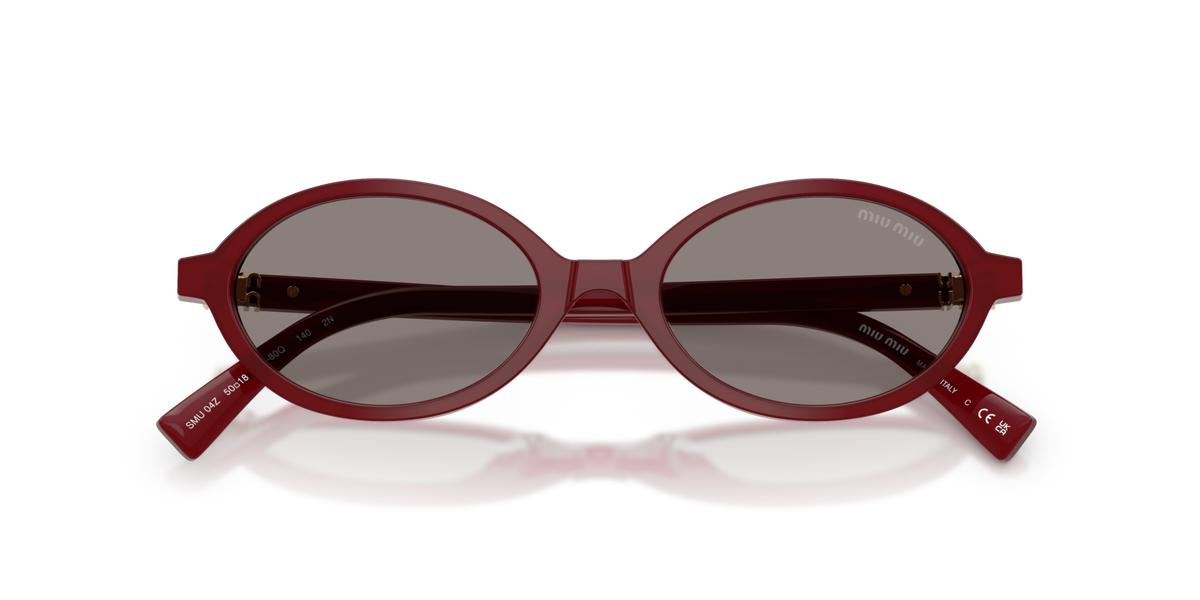 Miu Miu MU04ZS 21I80Q opaline bordeaux sunglasses 50mm folded view