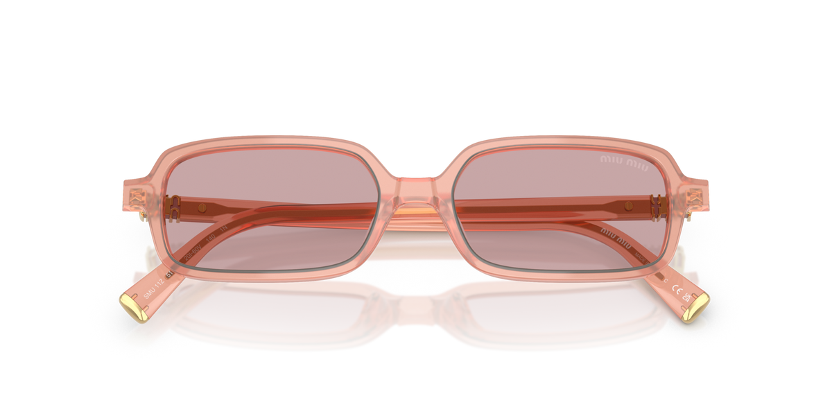 Miu Miu MU11ZS 20I60V opaline pink sunglasses 51mm folded view