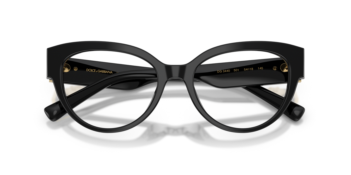 Dolce & Gabbana DG3440 501 black eyeglasses 52mm folded view