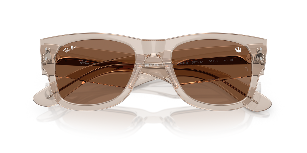 Ray-Ban RB0840S 68701A transparent light brown sunglasses 51mm folded view