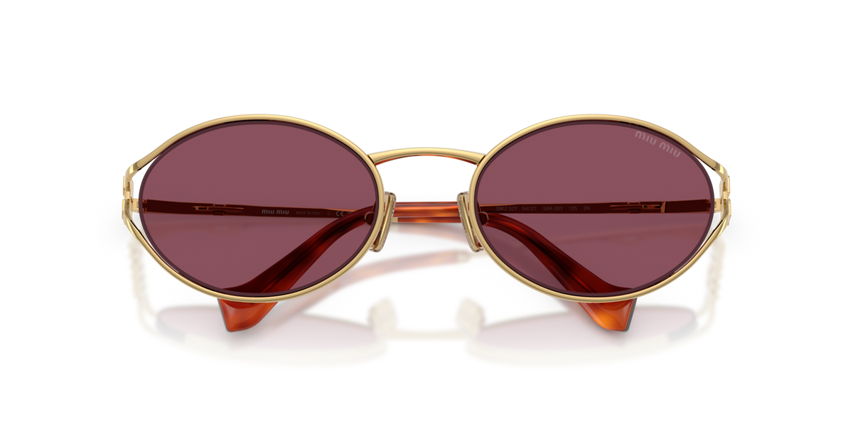 Miu Miu MU52YS 5AK20Y gold sunglasses 54mm folded view