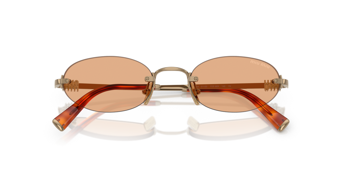 Miu Miu MUA54S 7OE90X brass sunglasses 51mm folded view