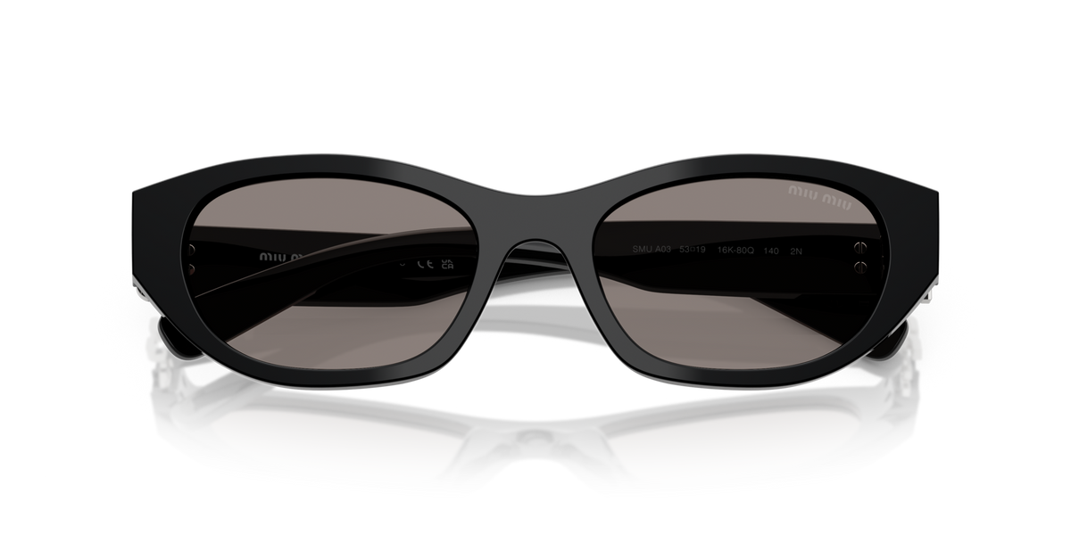 Miu Miu MUA03S 16K80Q black sunglasses 53mm folded view