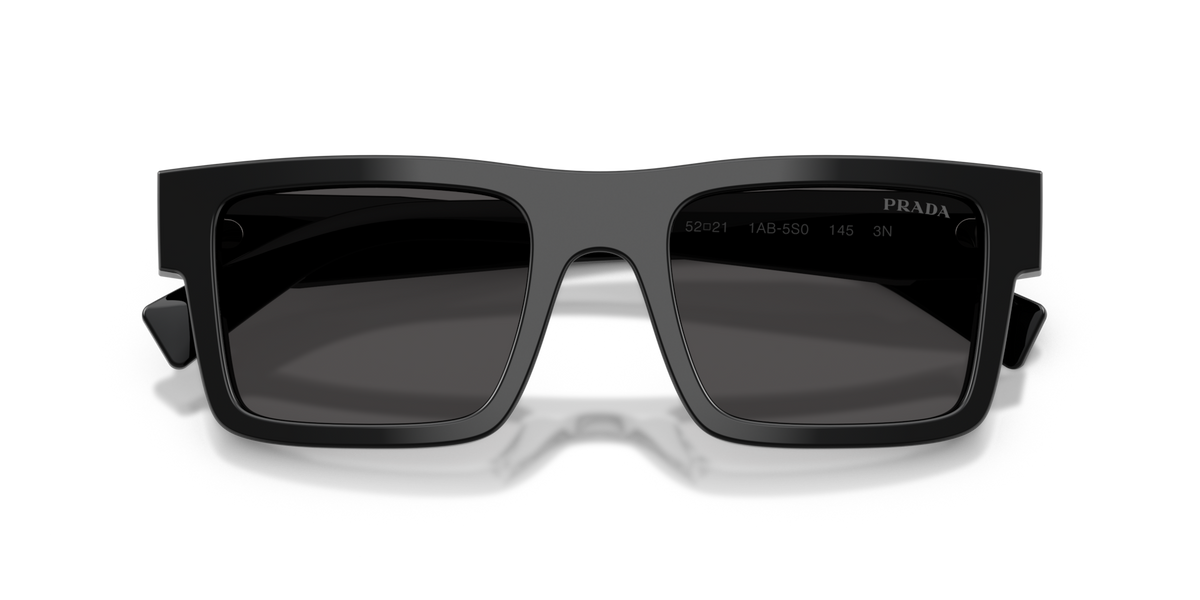 Prada PR19WS 1AB5S0 black sunglasses 52mm folded view