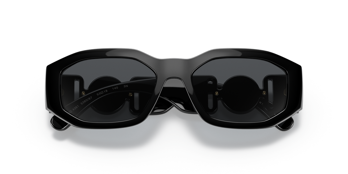 Versace VE4361 536087 black sunglasses 53mm folded view