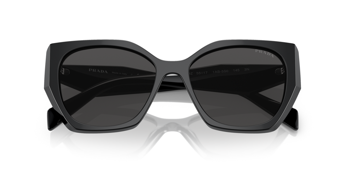 Prada PR19ZS 1AB5S0 black sunglasses 55mm folded view